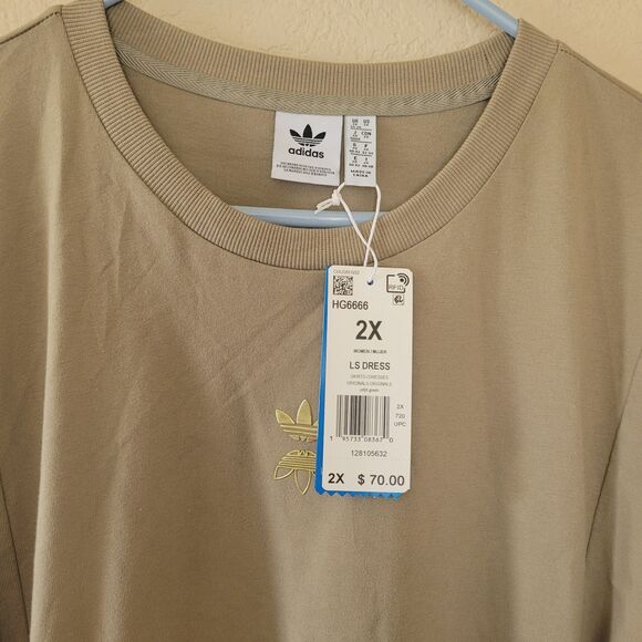 Adidas Dress Womens 2X Green Long-Sleeve Sweater Orbit Cotton Blend Casual Nwt - Picture 2 of 7